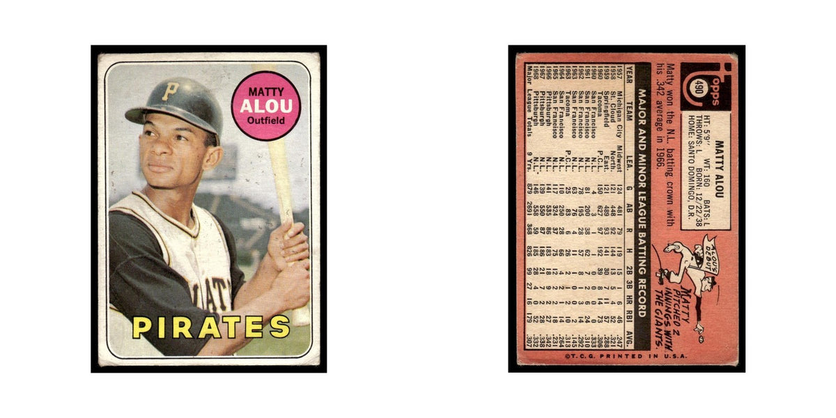 1969 Topps (damaged) Matty Alou Pirates #490