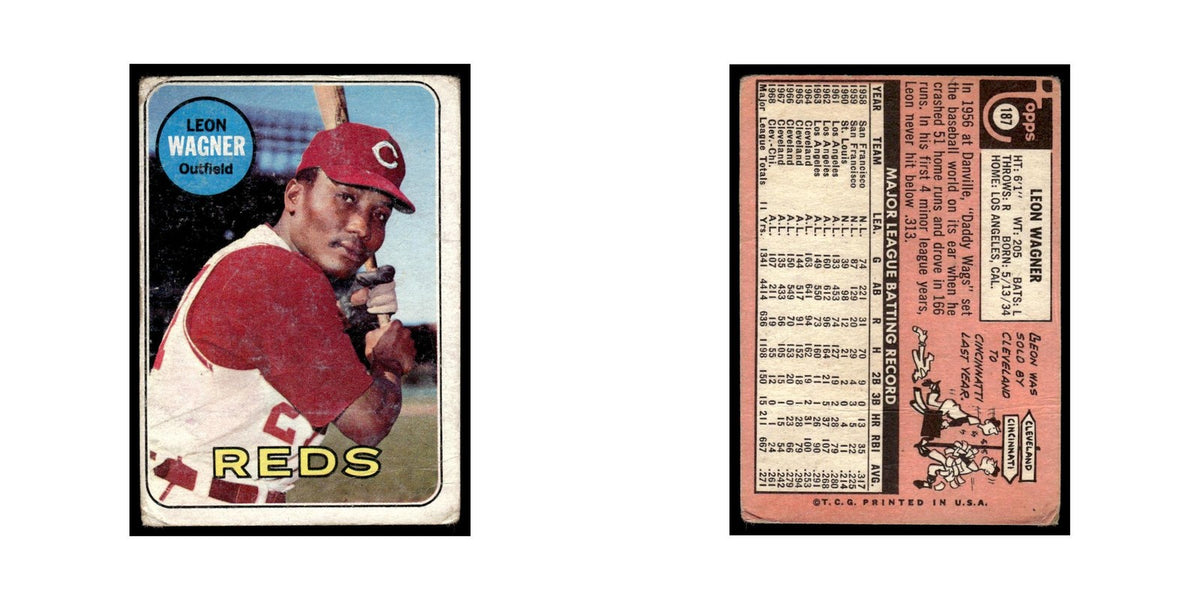 1969 Topps (damaged) Leon Wagner Reds #187