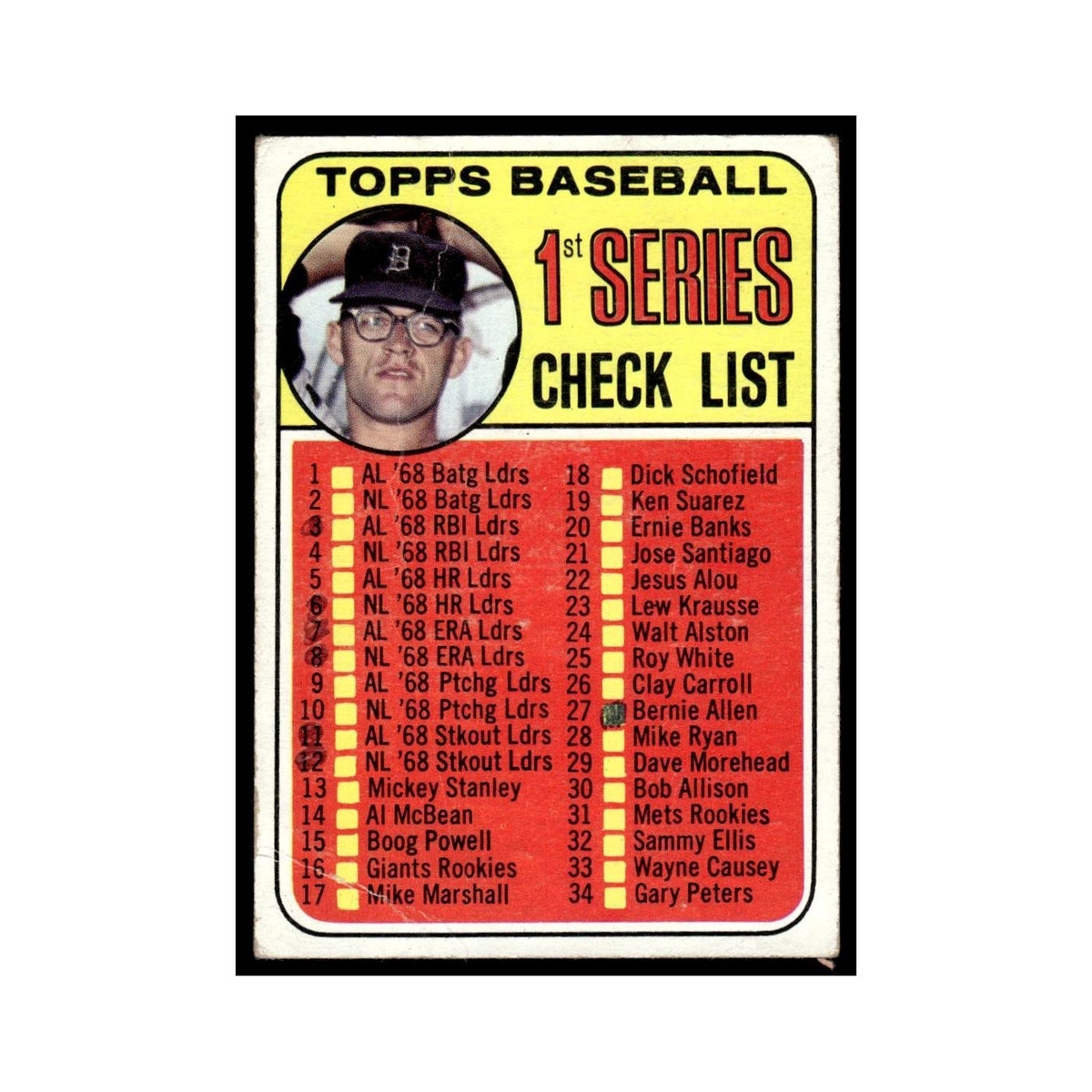 1969 Topps (damaged) Checklist 1-109 Denny McLain Tigers #57