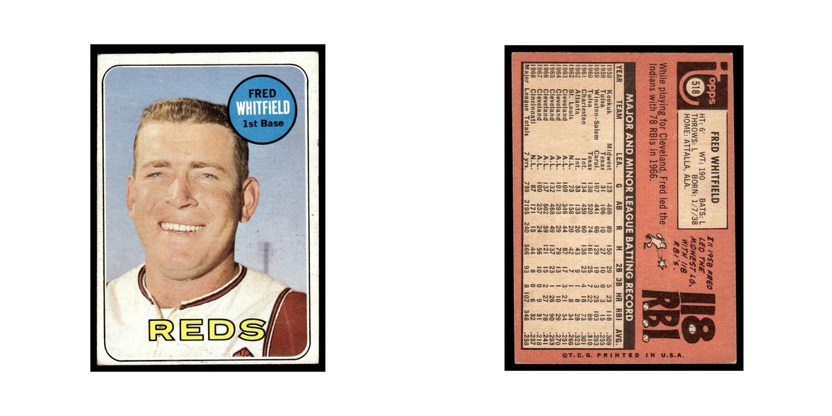 1969 Topps (damaged) Fred Whitfield Reds #518