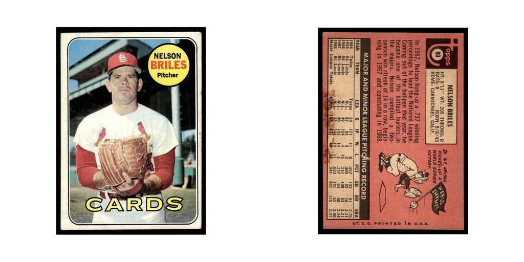 1969 Topps (damaged) Nelson Briles Cardinals #60