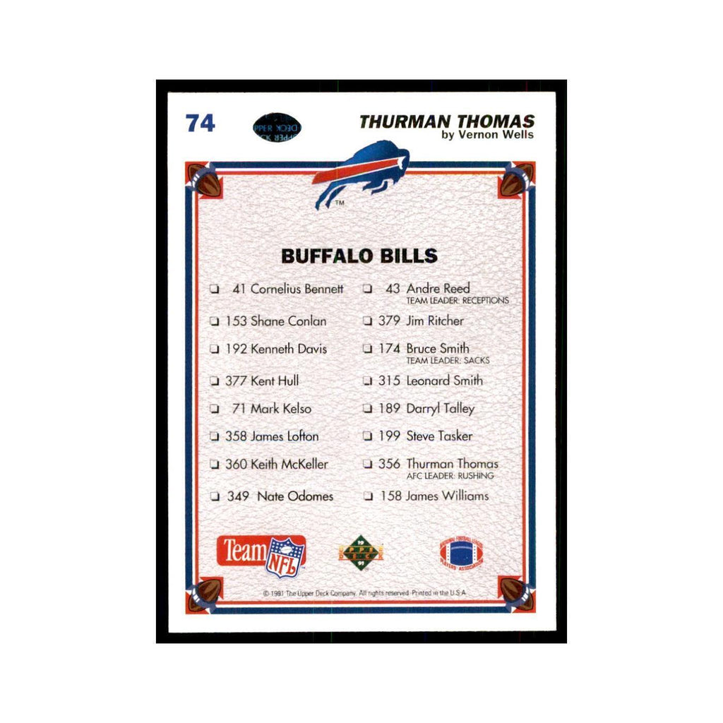 1991 Upper Deck Thurman Thomas Bills #74