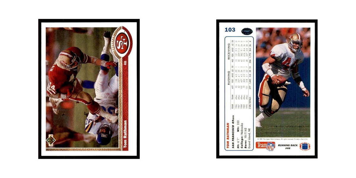 1991 Upper Deck Tom Rathman 49ers #103