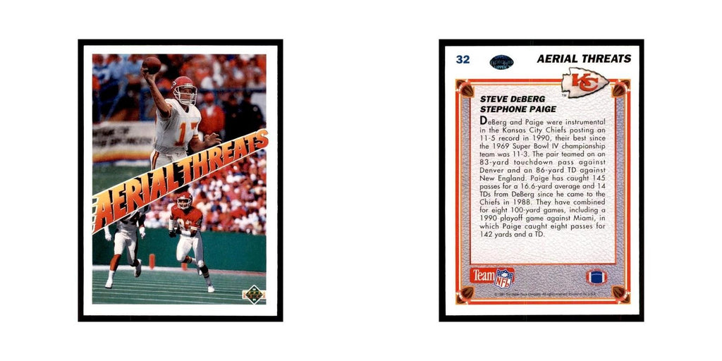 1991 Upper Deck Steve DeBerg/Stephone Paige Chiefs #32