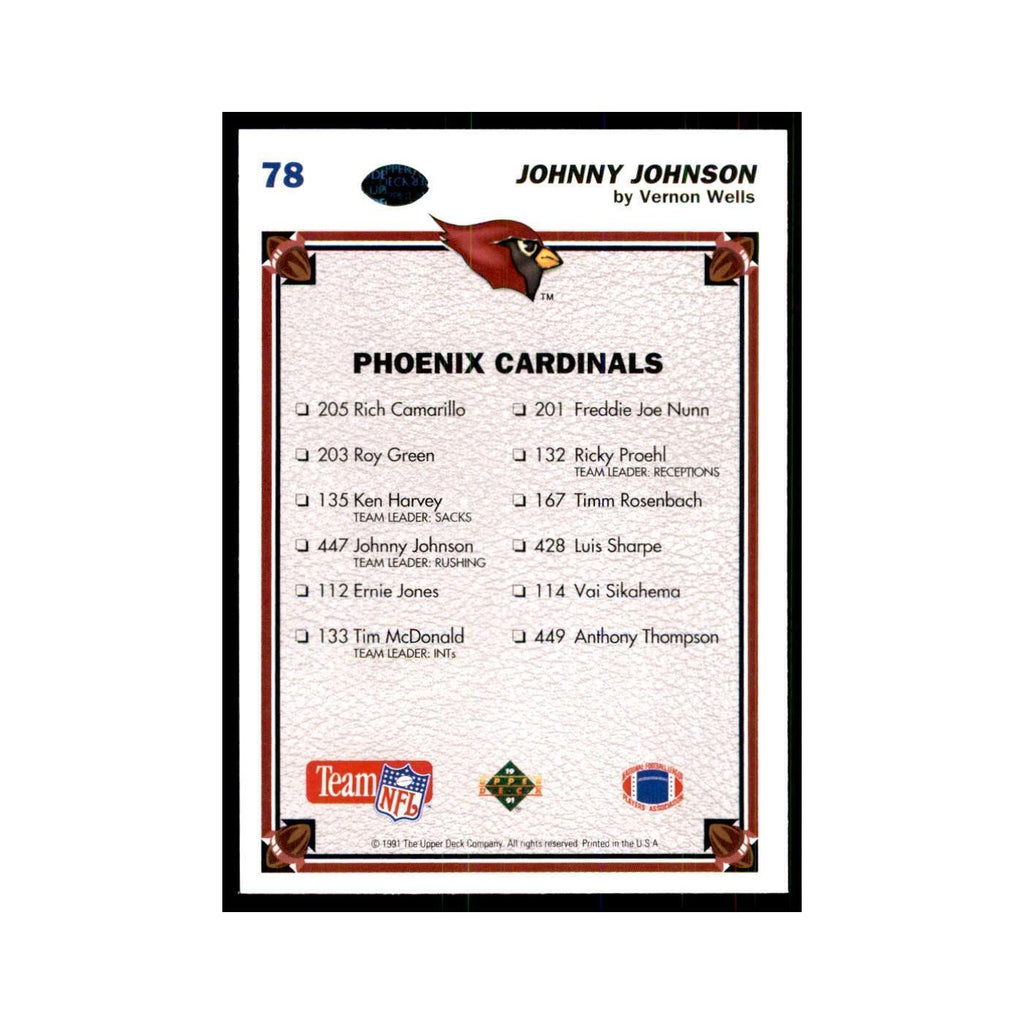 1991 Upper Deck Johnny Johnson Phoenix Cardinals #78