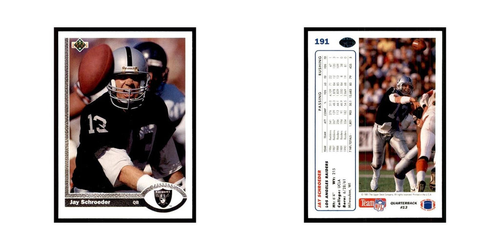 1991 Upper Deck Jay Schroeder Los Angeles Raiders #191