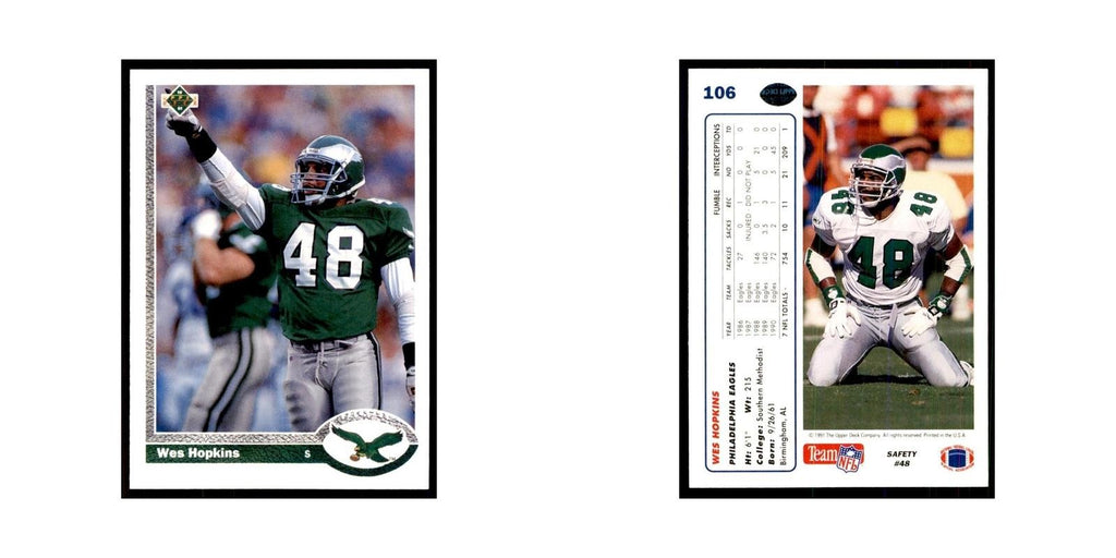 1991 Upper Deck Wes Hopkins Eagles #106