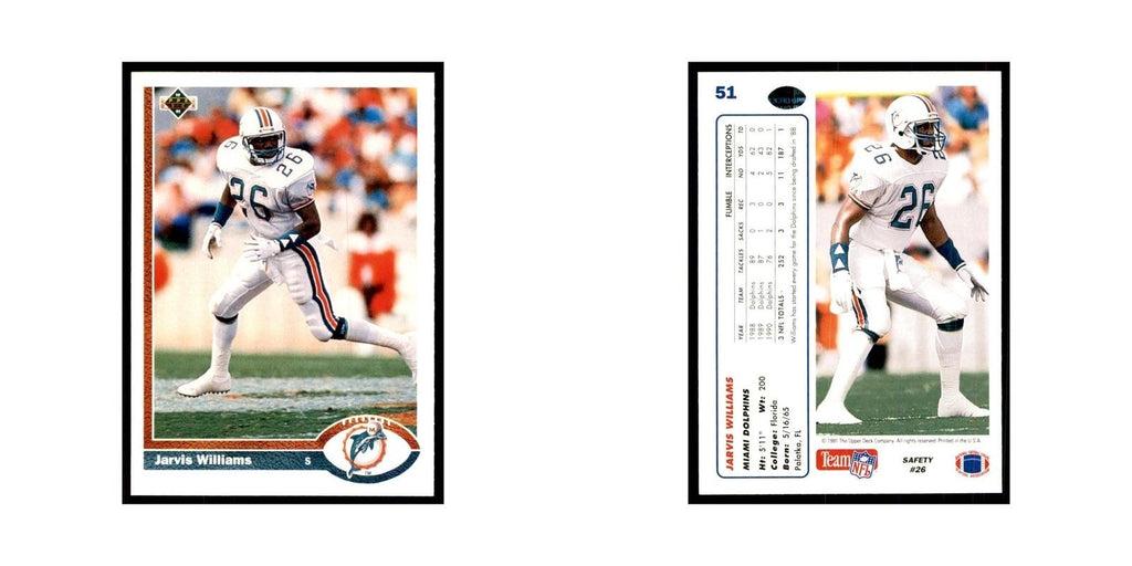 1991 Upper Deck Jarvis Williams Dolphins #51
