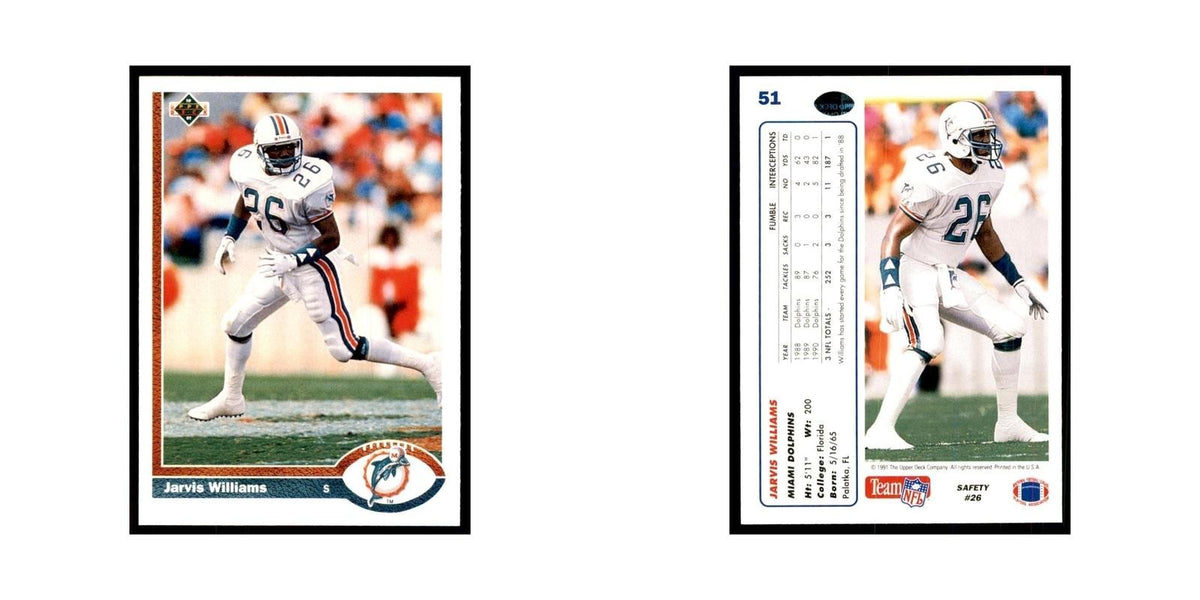 1991 Upper Deck Jarvis Williams Dolphins #51