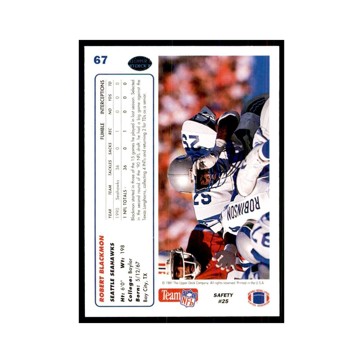 1991 Upper Deck Robert Blackmon Seahawks #67