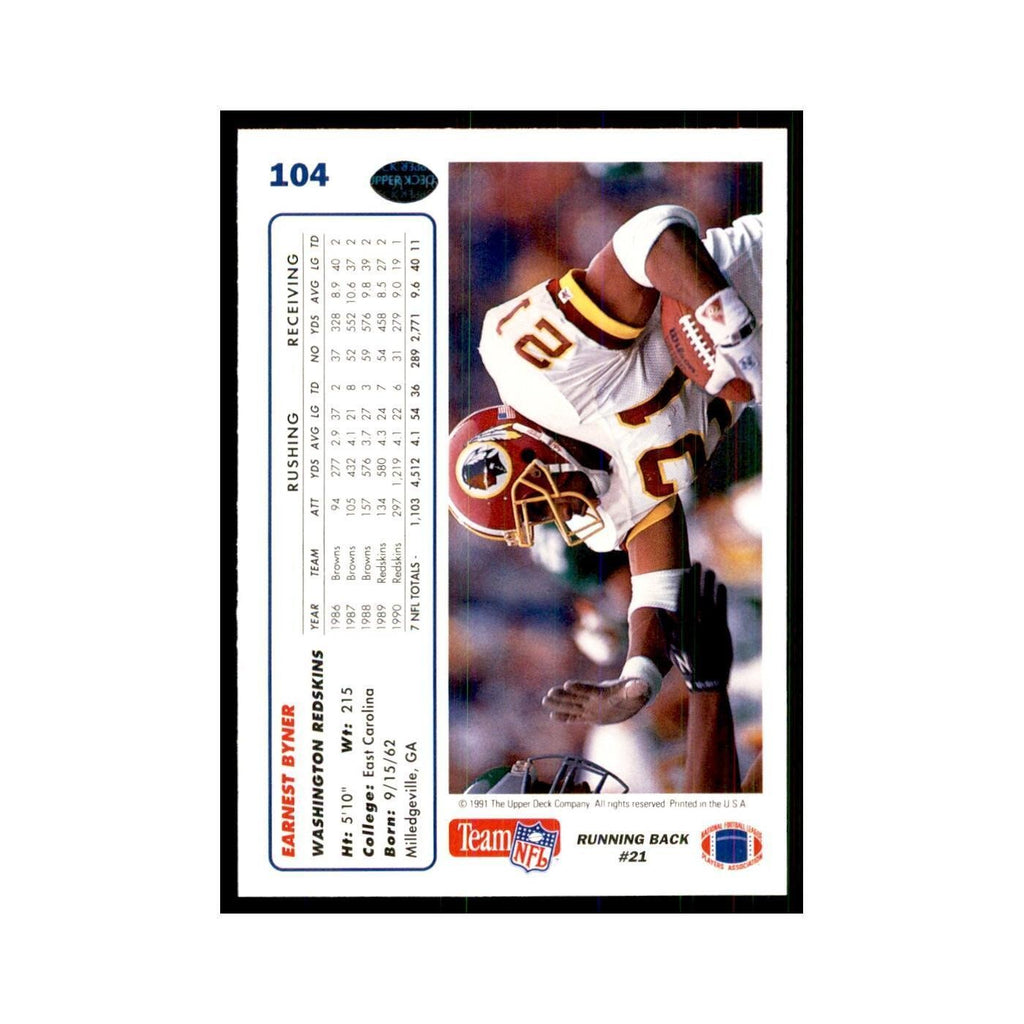 1991 Upper Deck Earnest Byner Redskins #104