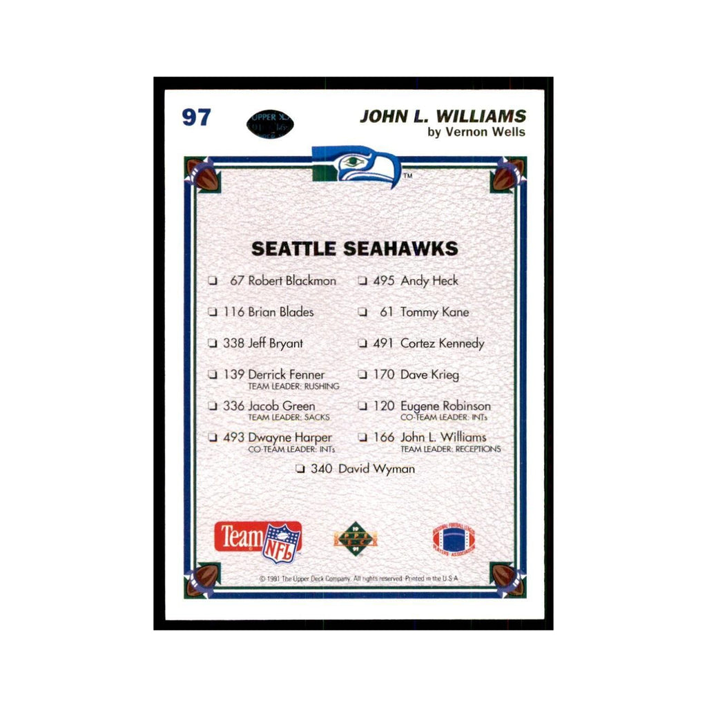 1991 Upper Deck John L. Williams Seahawks #97