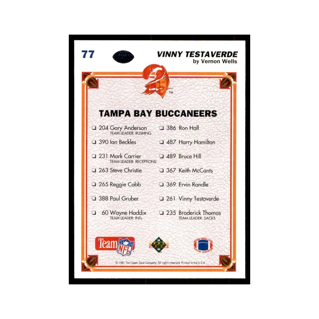 1991 Upper Deck Vinny Testaverde Buccaneers #77