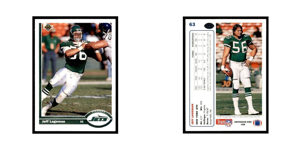 1991 Upper Deck Jeff Lageman Jets #63
