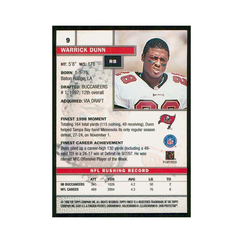 1999 Topps Finest w coating Warrick Dunn Buccaneers #9