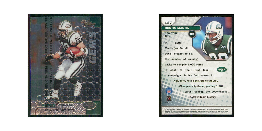 1999 Topps Finest w coating Curtis Martin Jets #127