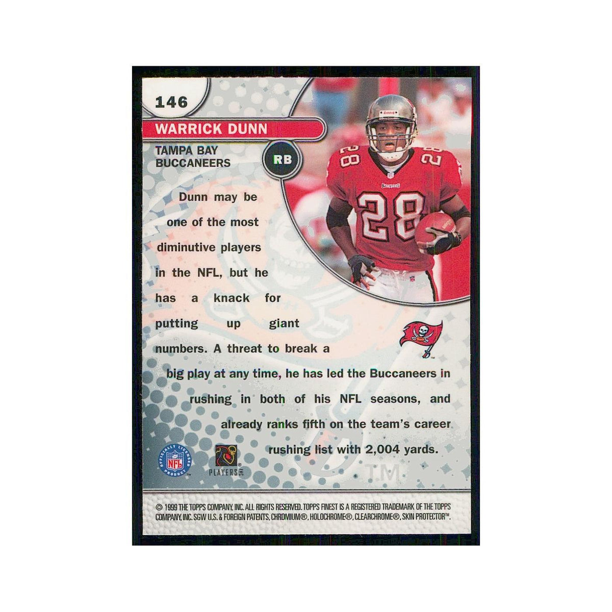 1999 Topps Finest w coating Warrick Dunn Buccaneers #146