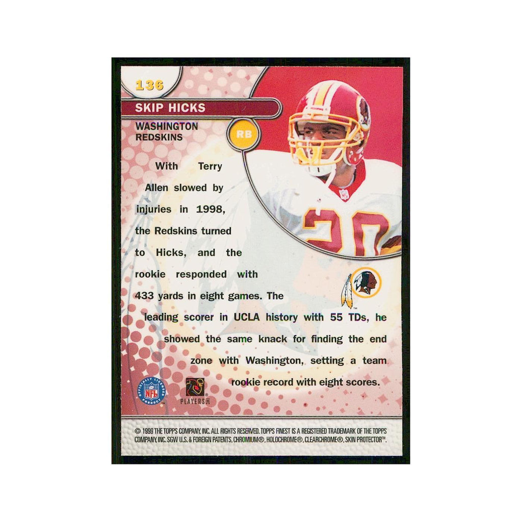 1999 Topps Finest w coating Skip Hicks Redskins #136