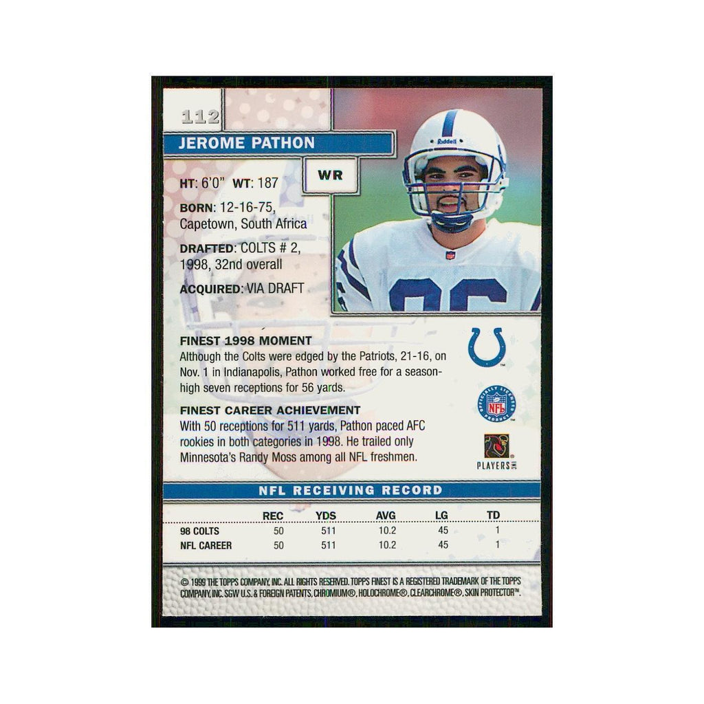 1999 Topps Finest w Coating Jerome Pathon Colts #112