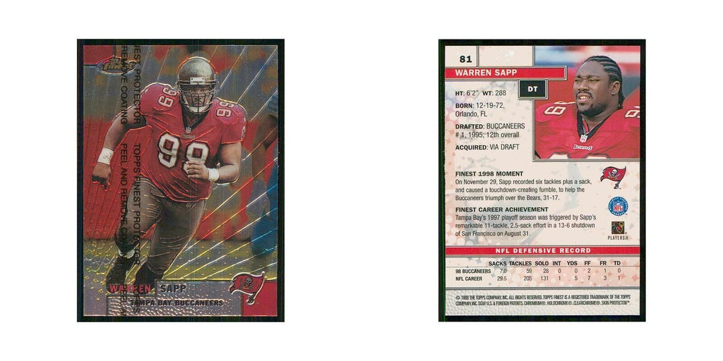 1999 Topps Finest w Coating Warren Sapp Buccaneers #81
