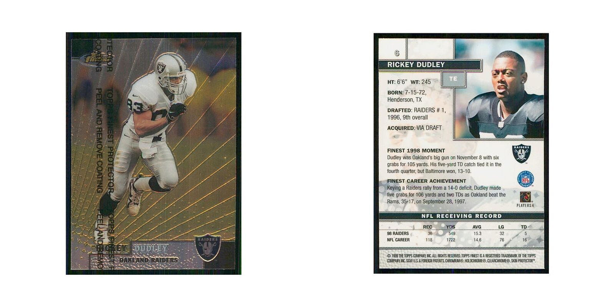 1999 Topps Finest w Coating Rickey Dudley Raiders #6