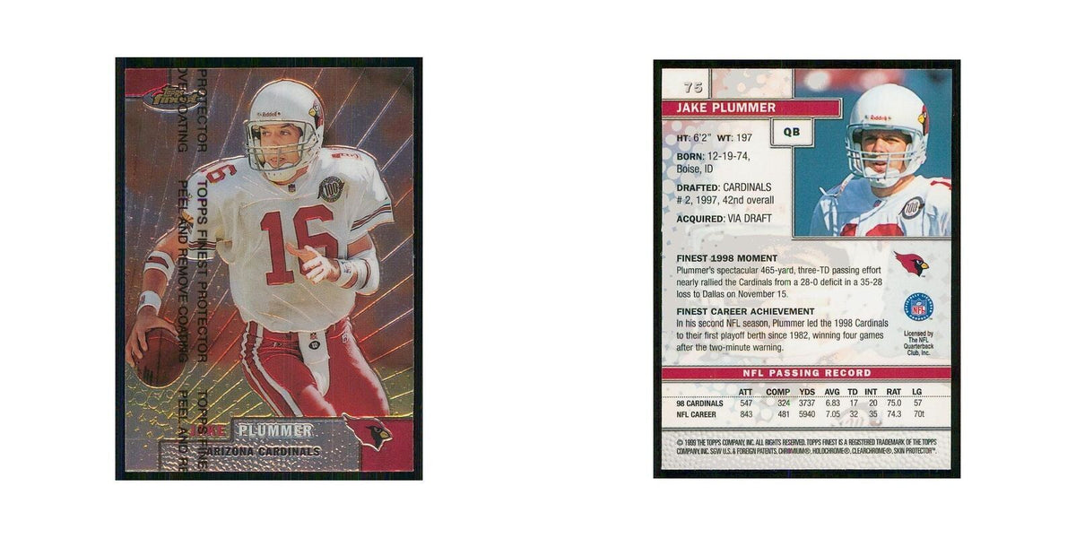 1999 Topps Finest w Coating Jake Plummer Cardinals #75