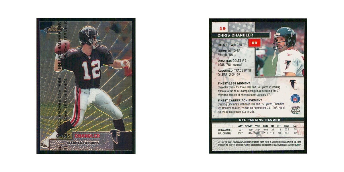 1999 Topps Finest w Coating Chris Chandler Falcons #19