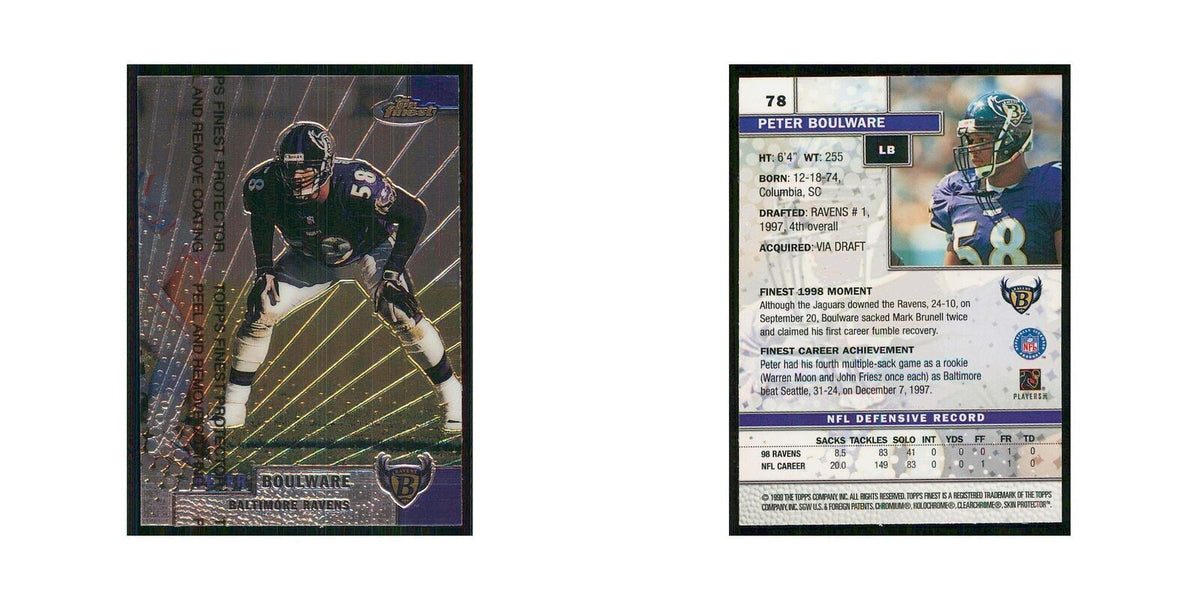 1999 Topps Finest w Coating Peter Boulware Ravens #78