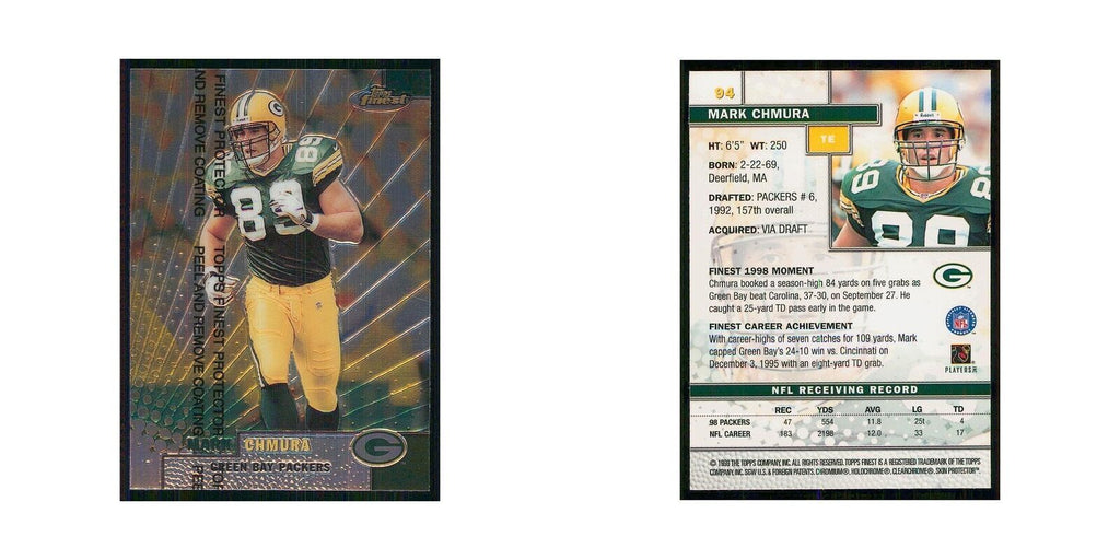 1999 Topps Finest w Coating Mark Chmura Packers #94
