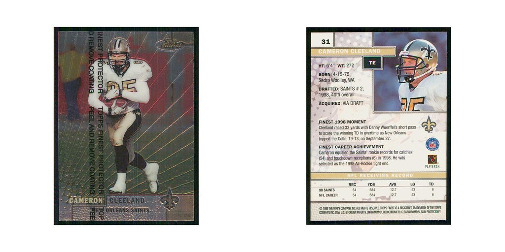 1999 Topps Finest w Coating Cameron Cleeland Saints #31