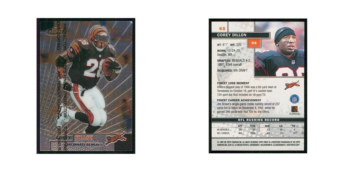 1999 Topps Finest w Coating Corey Dillon Bengals #65
