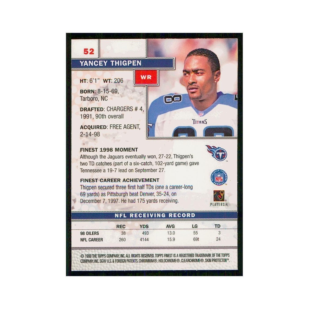 1999 Topps Finest w Coating Yancey Thigpen Titans #52