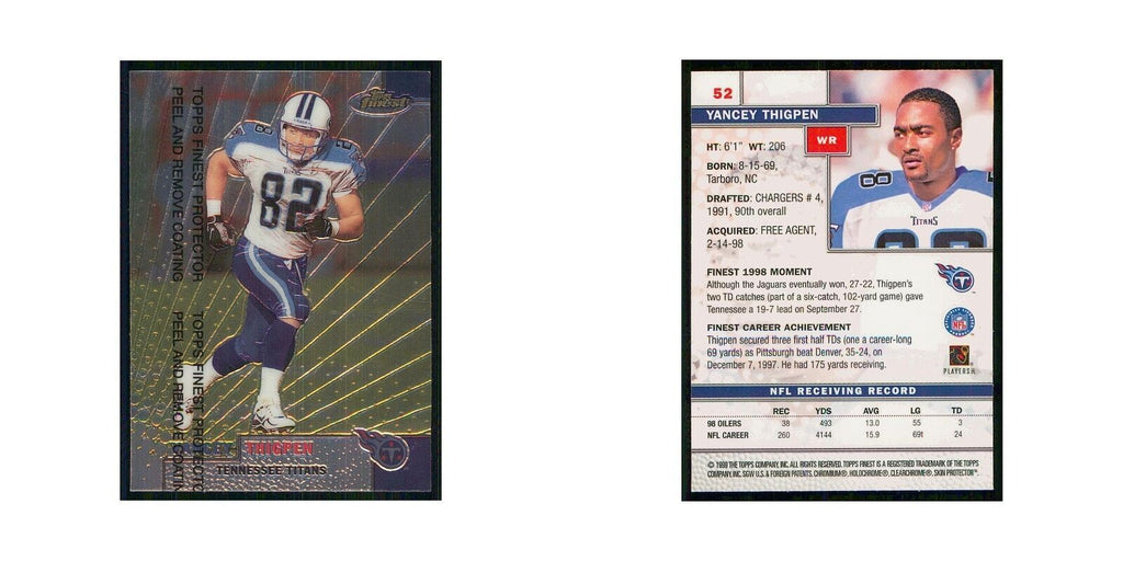 1999 Topps Finest w Coating Yancey Thigpen Titans #52