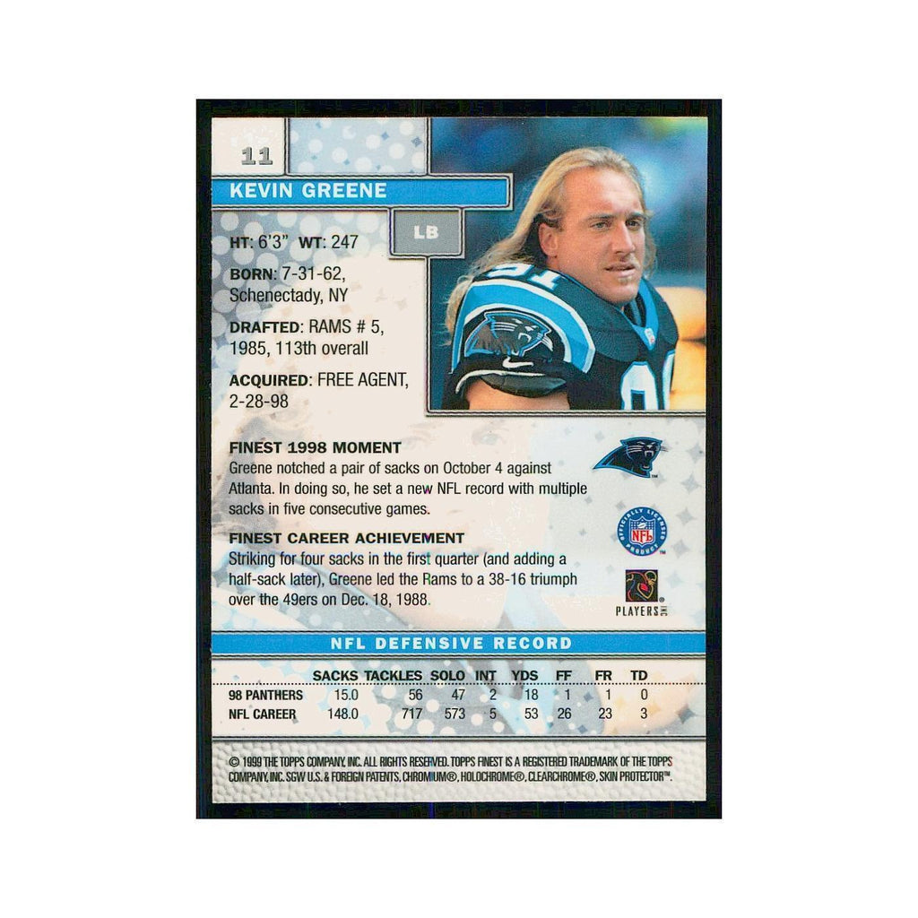 1999 Topps Finest w Coating Kevin Greene Panthers #11
