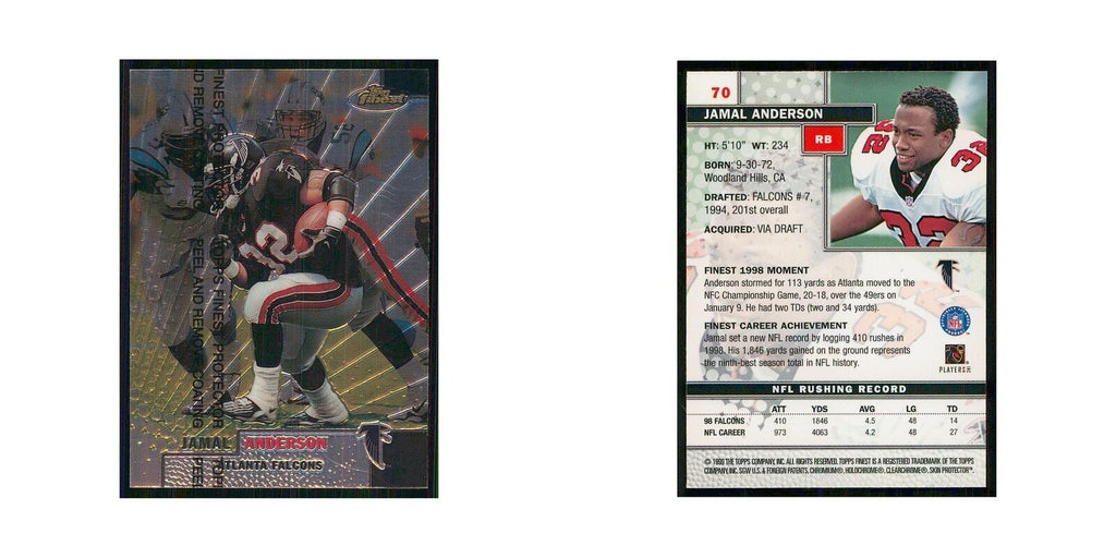 1999 Topps Finest w Coating Jamal Anderson Falcons #70