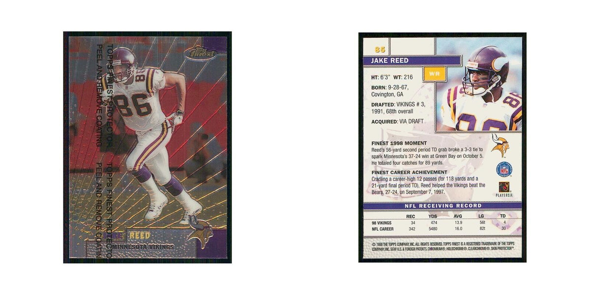 1999 Topps Finest w Coating Jake Reed Vikings #85