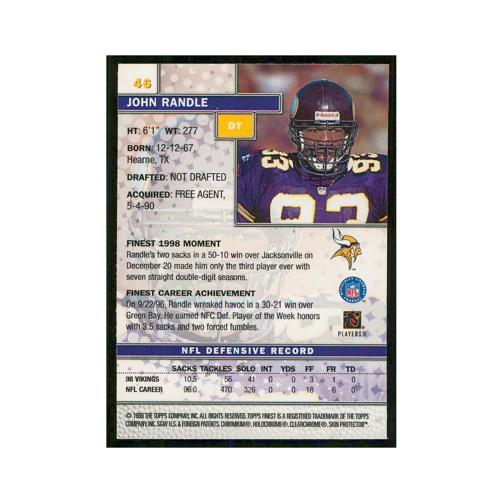 1999 Topps Finest w Coating John Randle Vikings #46