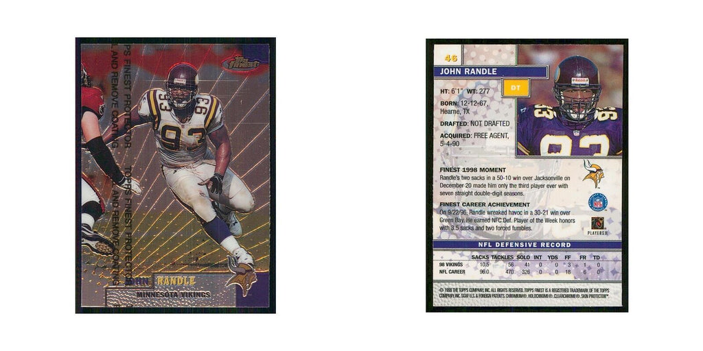 1999 Topps Finest w Coating John Randle Vikings #46