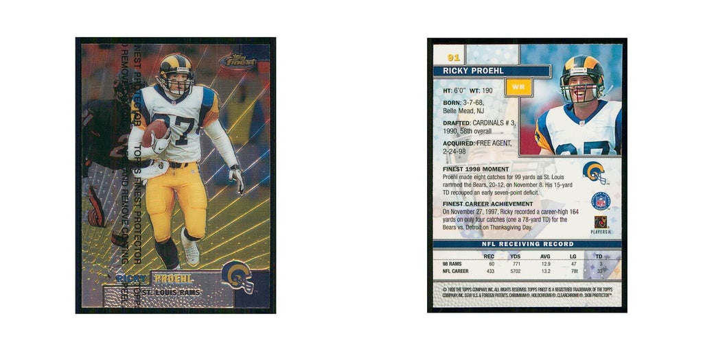 1999 Topps Finest w Coating Ricky Proehl St. Louis Rams #91