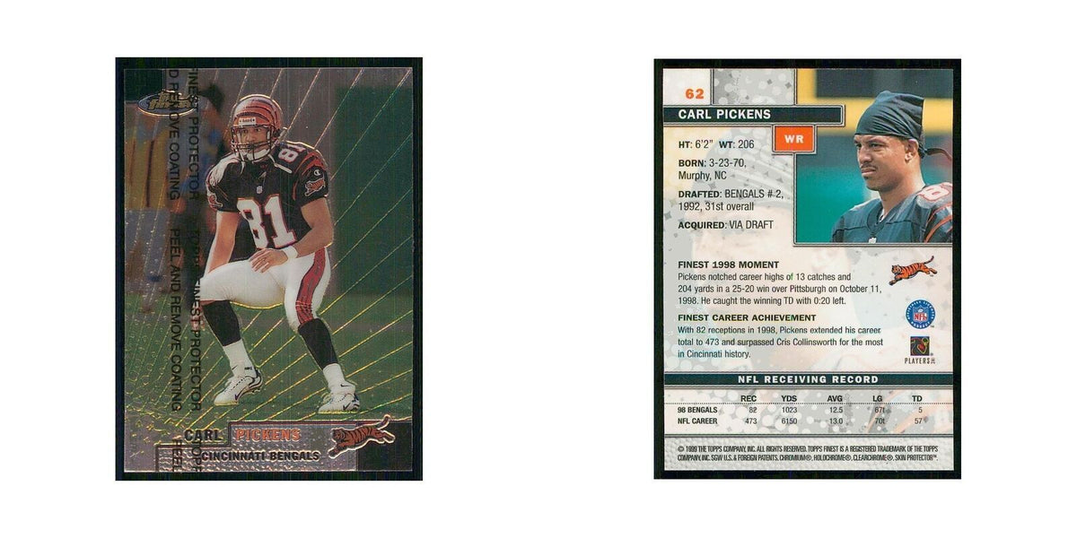 1999 Topps Finest w Coating Carl Pickens Bengals #62