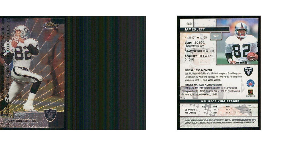 1999 Topps Finest w Coating James Jett Raiders #92