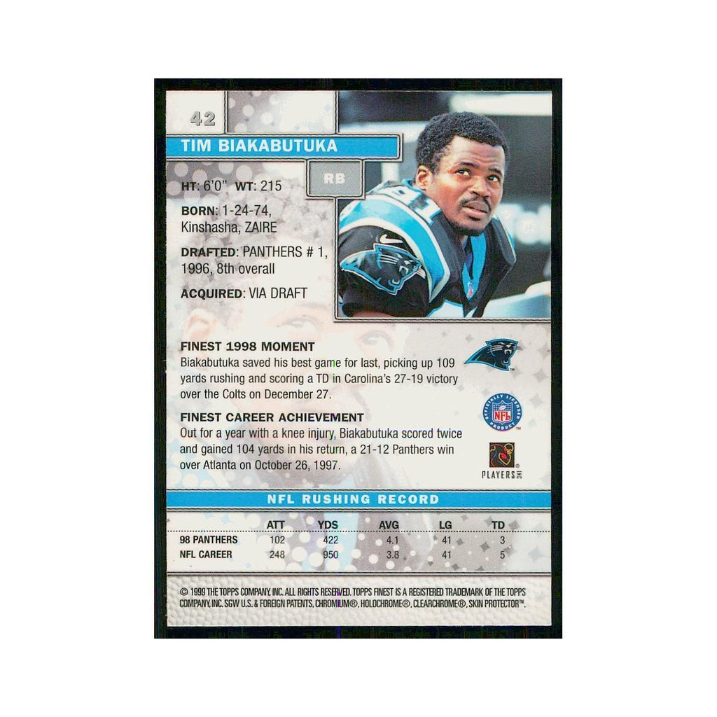 1999 Topps Finest w Coating Tim Biakabutuka Panthers #42