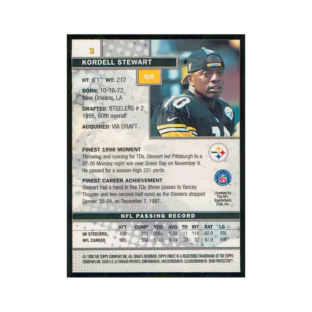 1999 Topps Finest w Coating Kordell Stewart Steelers #3