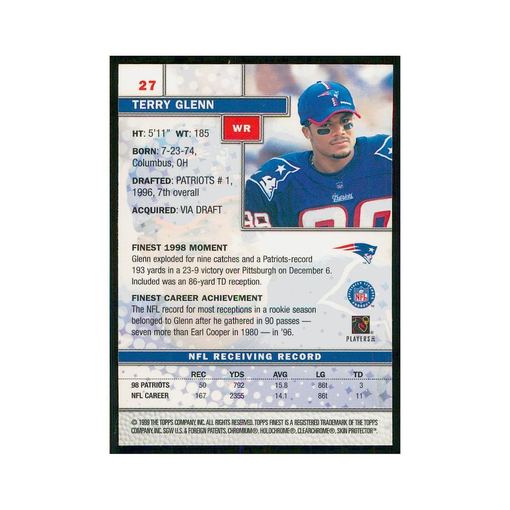 1999 Topps Finest w Coating Terry Glenn Patriots #27