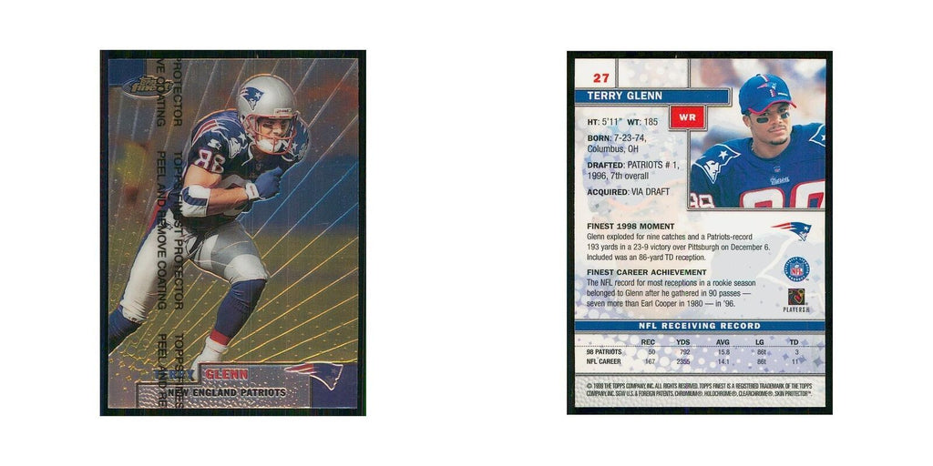 1999 Topps Finest w Coating Terry Glenn Patriots #27