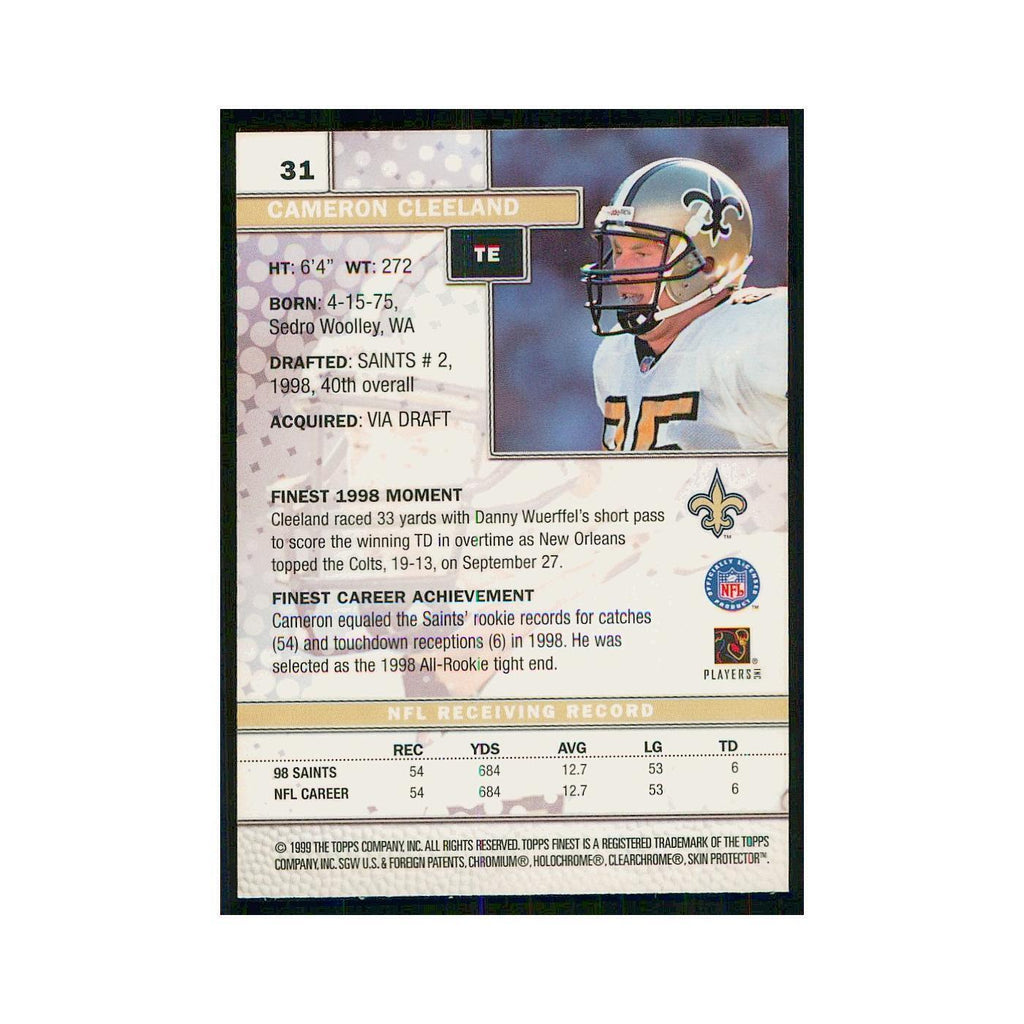 1999 Topps Finest w Coating Cameron Cleeland Saints #31