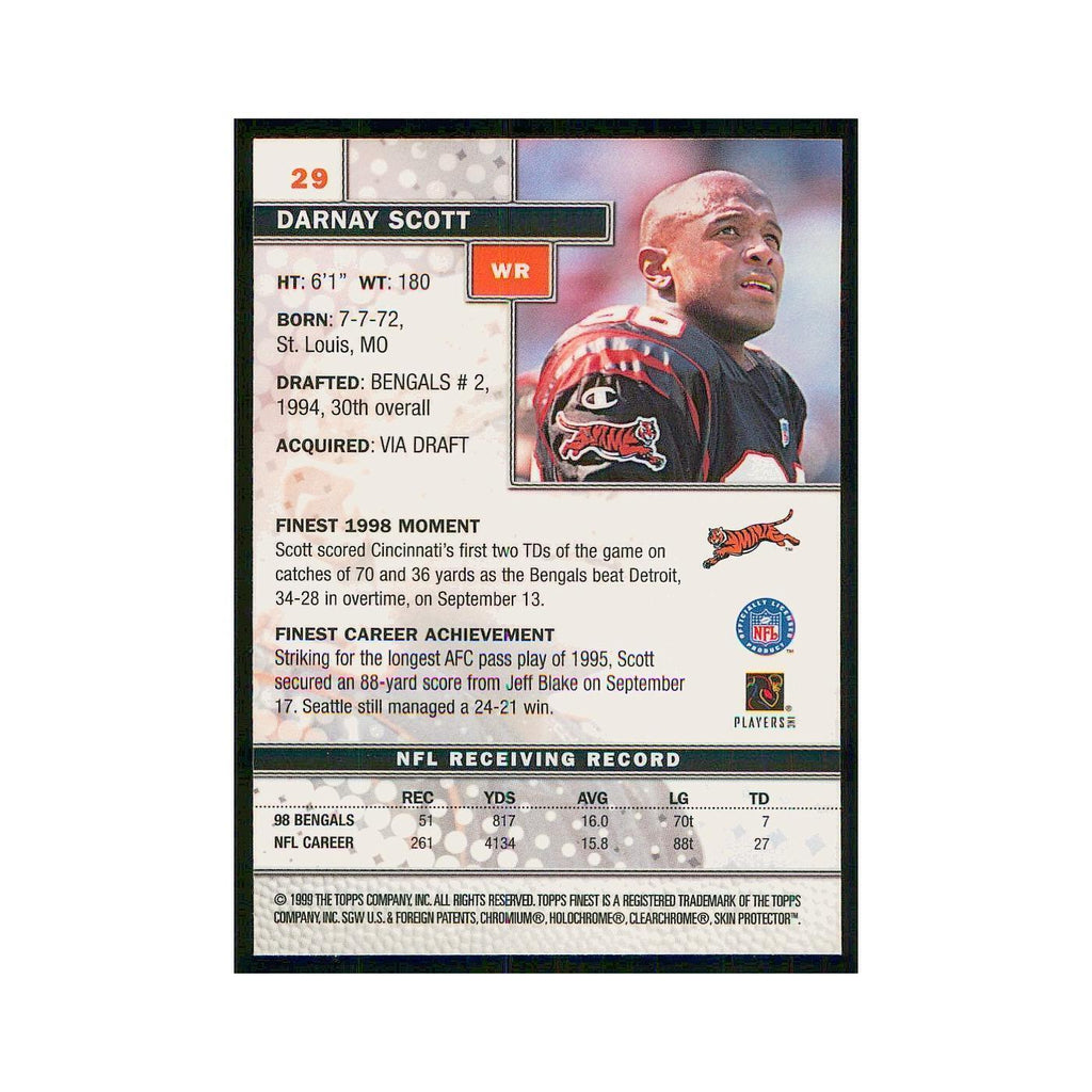 1999 Topps Finest w Coating Darnay Scott Bengals #29