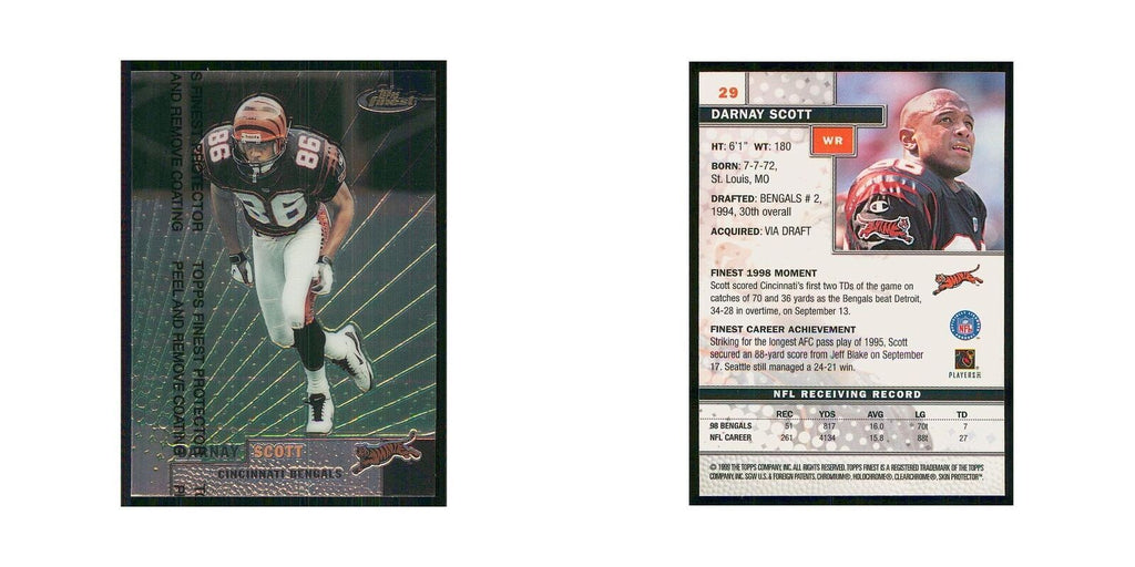 1999 Topps Finest w Coating Darnay Scott Bengals #29