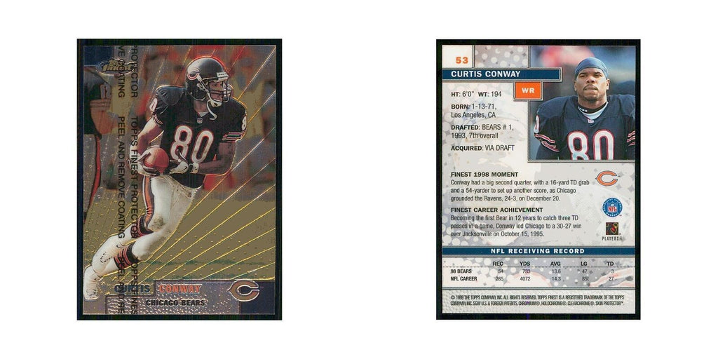 1999 Topps Finest w Coating Curtis Conway Bears #53
