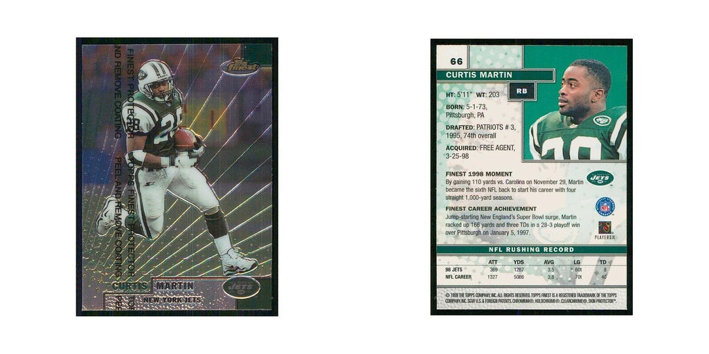 1999 Topps Finest w Coating Curtis Martin Jets #66